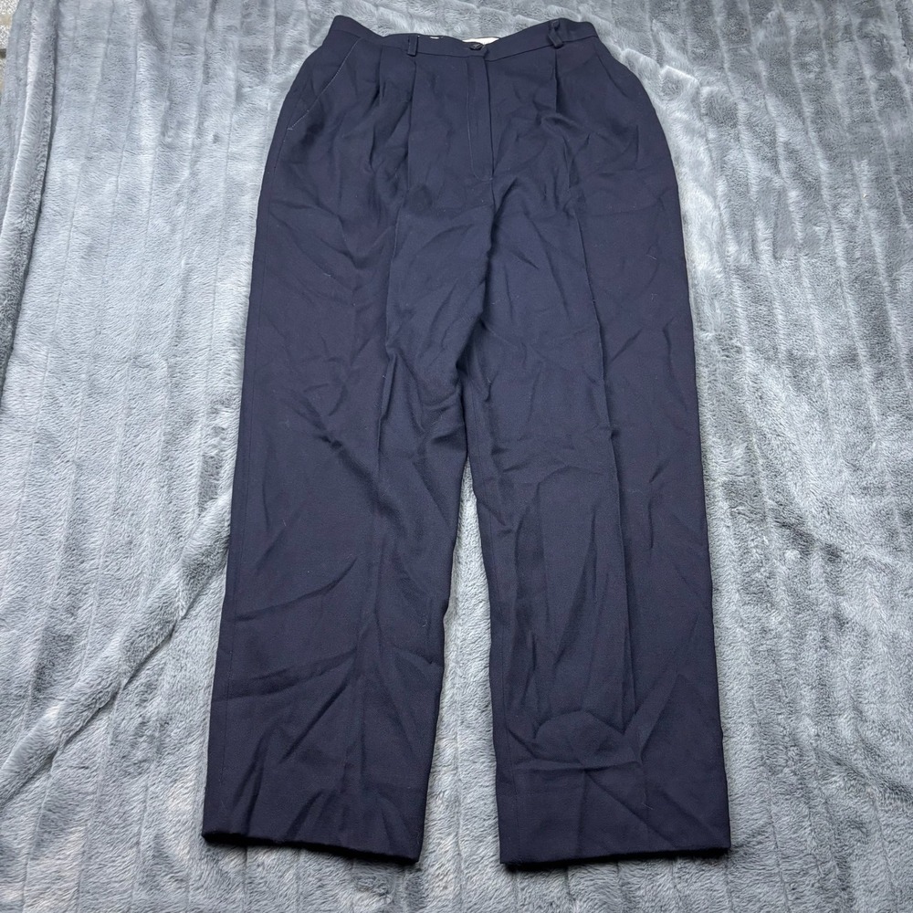 JH Collectibles Vintage Navy Blue 100% Wool Pleated Trousers Made in USA Size 10